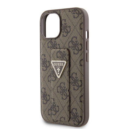 Case for Apple iPhone 15, Guess, Grip Stand 4G Triangle Strass, Brown