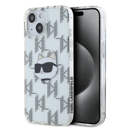 Étui pour Apple iPhone 15, Karl Lagerfeld, IML Electroplated Choupette Head, Transparent