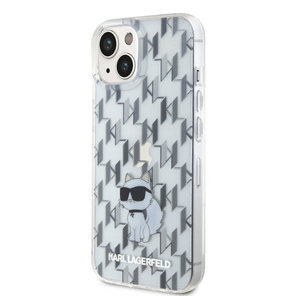 Étui pour Apple iPhone 15, Karl Lagerfeld, Monogram Choupette, Transparent