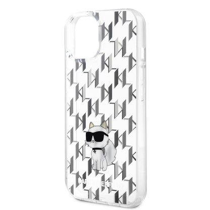 Étui pour Apple iPhone 15, Karl Lagerfeld, Monogram Choupette, Transparent