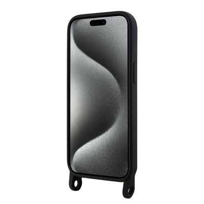 Étui pour Apple iPhone 15, Karl Lagerfeld, Silicone Crossbody Choupette, Noir