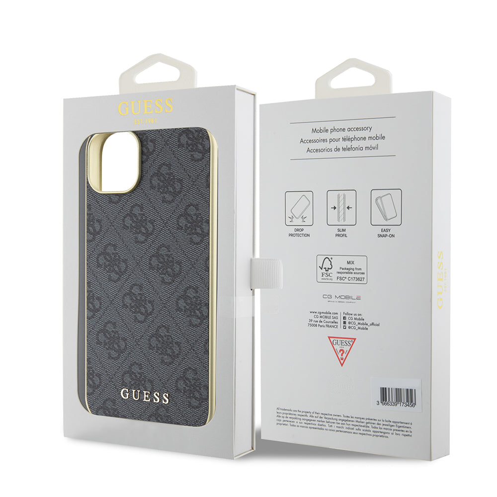 Étui pour Apple iPhone 15 Plus, Guess, 4G Charm, Gris