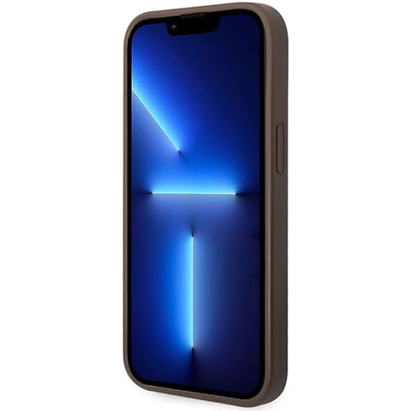 Hülle für Apple iPhone 15 Plus, Guess, 4G Metal Gold Logo, Braun