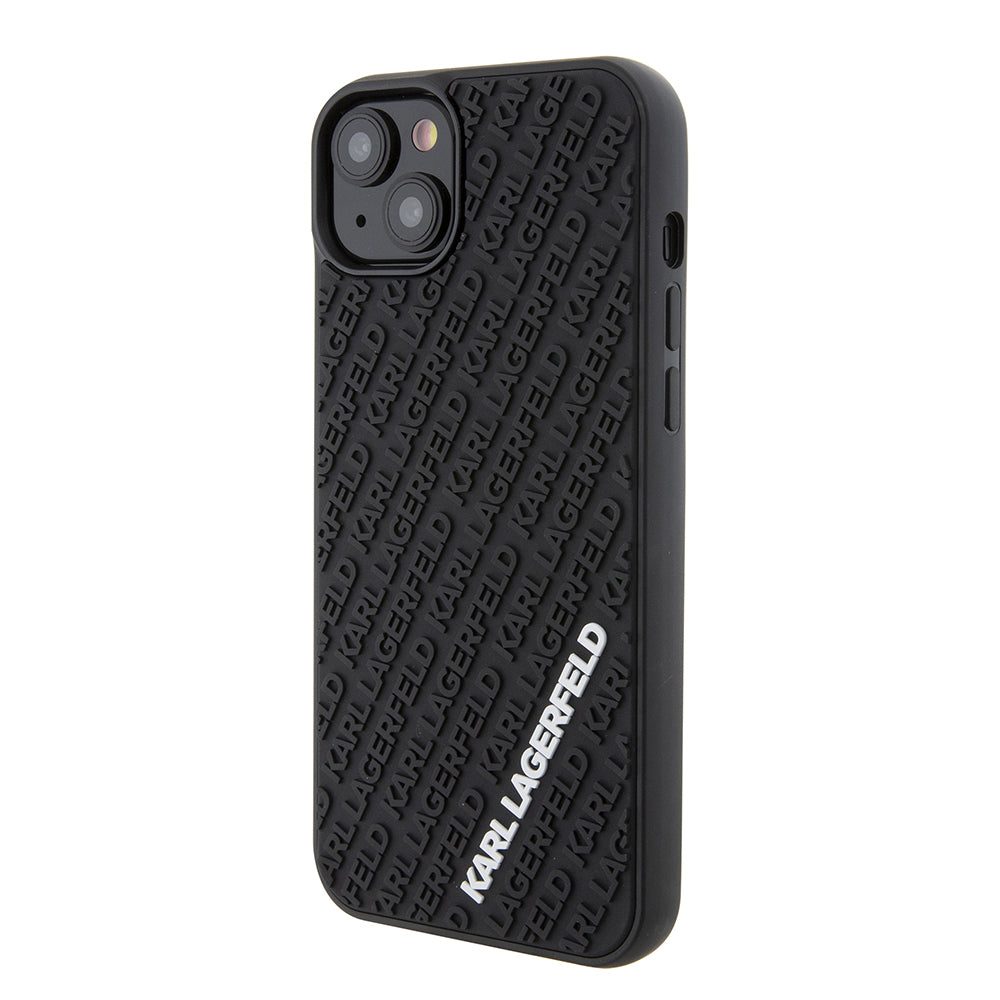 Étui pour Apple iPhone 15 Plus, Karl Lagerfeld, 3D Rubber Multi Logo, Noir