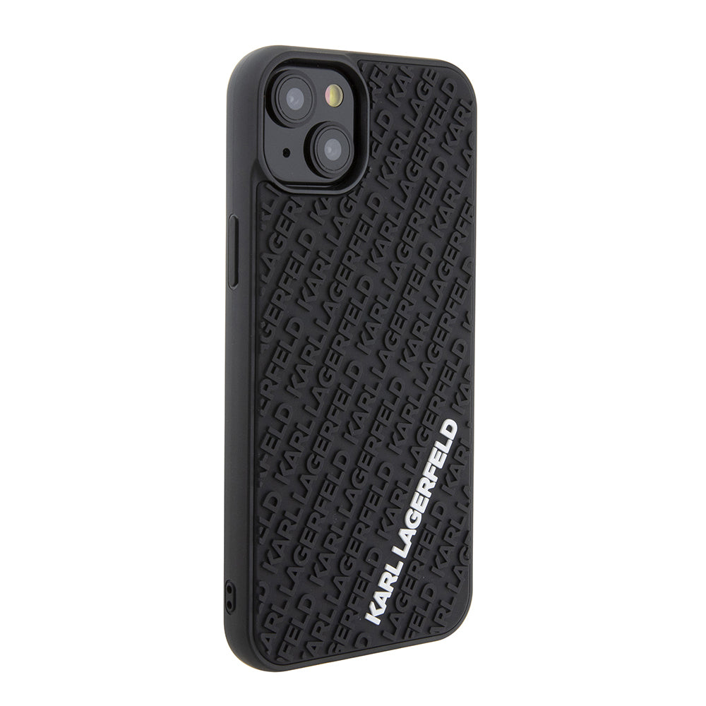 Étui pour Apple iPhone 15 Plus, Karl Lagerfeld, 3D Rubber Multi Logo, Noir