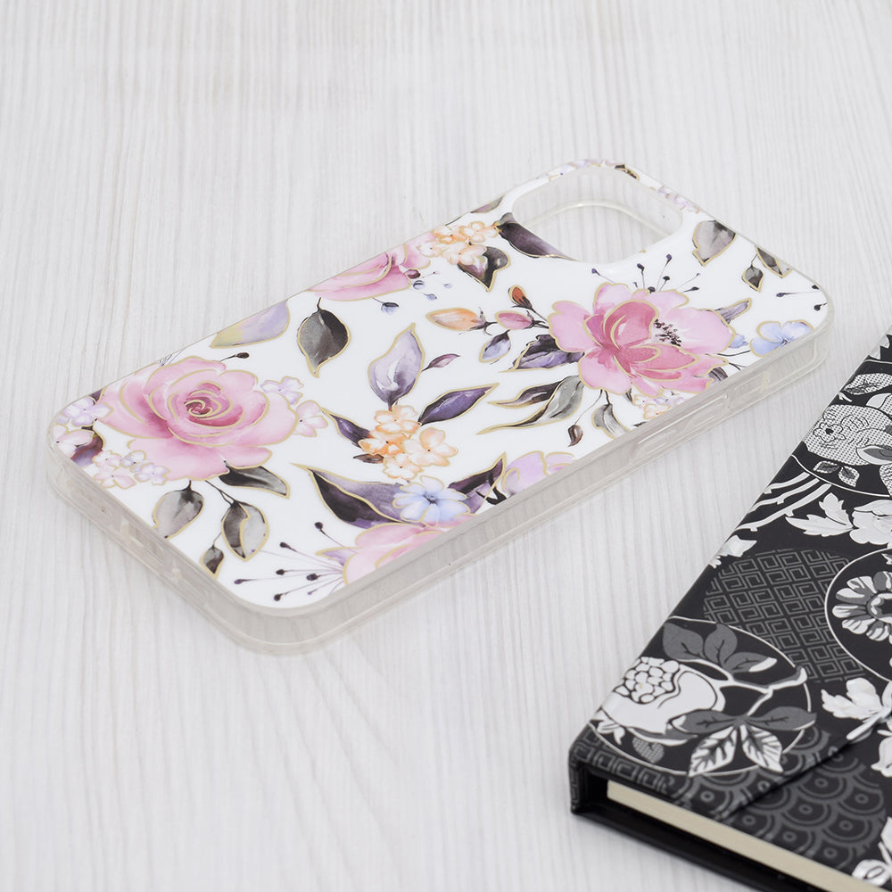 Case for Apple iPhone 15 Plus, Techsuit, Marble, White