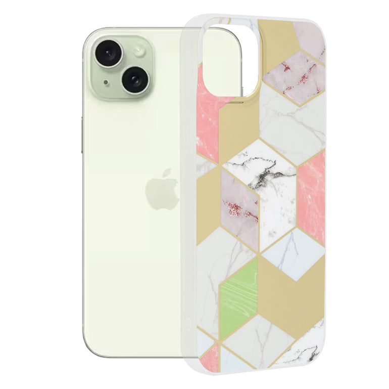 Case for Apple iPhone 15 Plus, Techsuit, Marble, Purple