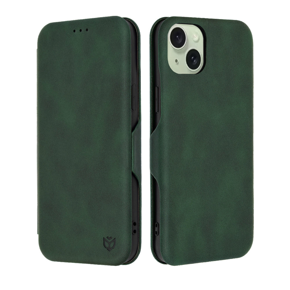 Hülle für Apple iPhone 15 Plus, Techsuit, Safe Wallet Plus, Grün