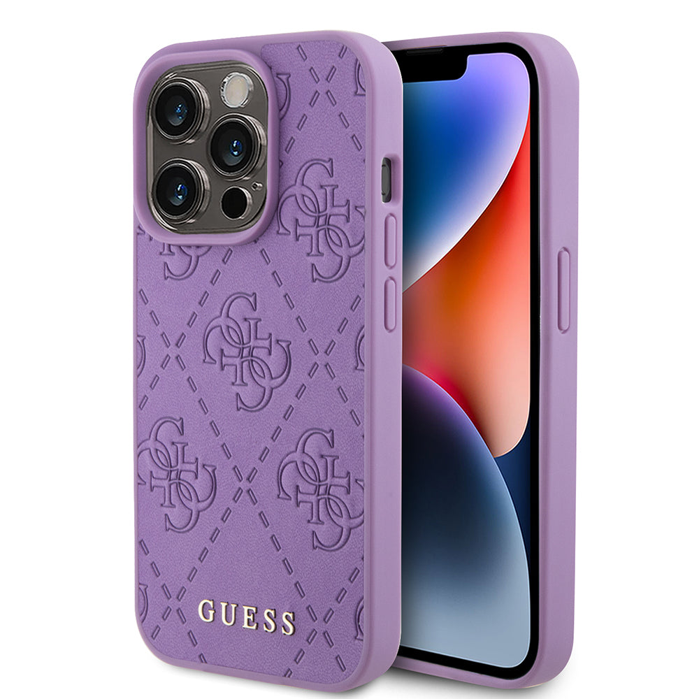 Étui pour Apple iPhone 15 Pro, Guess, 4G Estampé, Mauve Clair
