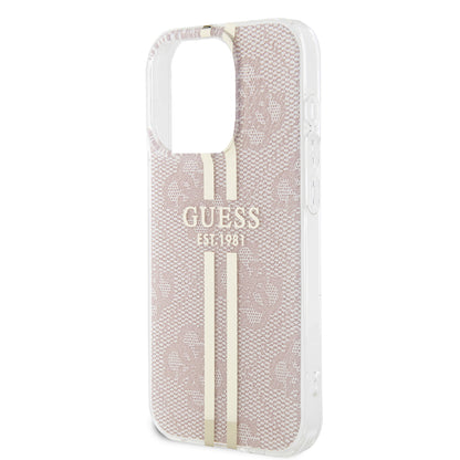 Hülle für Apple iPhone 15 Pro, Guess, IML 4G Gold Stripe, Rosa