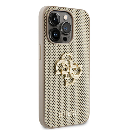 Étui pour Apple iPhone 15 Pro, Guess, Perforated 4G, Doré