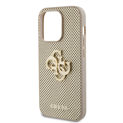 Hülle für Apple iPhone 15 Pro, Guess, Perforated 4G, Goldfarben