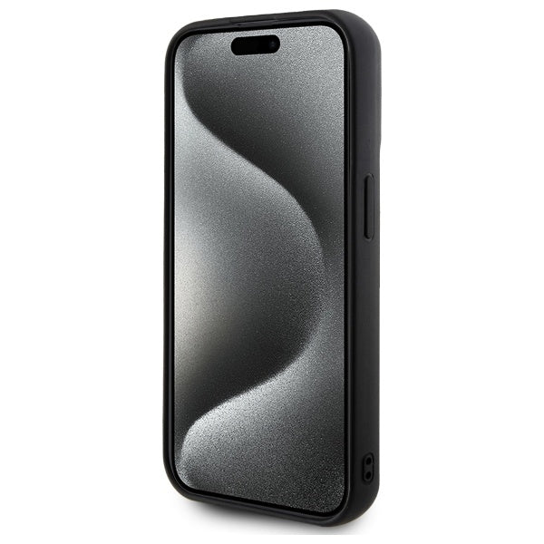 Étui pour Apple iPhone 15 Pro, Karl Lagerfeld, Signature en Caoutchouc 3D, Noir