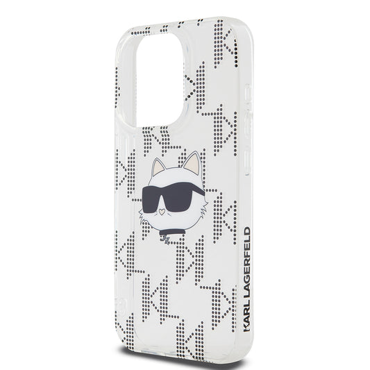 Étui pour Apple iPhone 15 Pro, Karl Lagerfeld, IML Electroplated Choupette Head, Transparent
