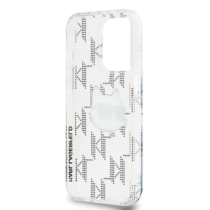 Étui pour Apple iPhone 15 Pro, Karl Lagerfeld, IML Electroplated Choupette Head, Transparent