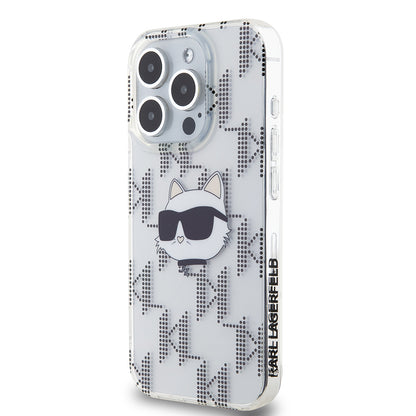 Étui pour Apple iPhone 15 Pro, Karl Lagerfeld, IML Electroplated Choupette Head, Transparent