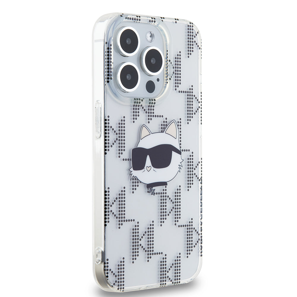 Étui pour Apple iPhone 15 Pro, Karl Lagerfeld, IML Electroplated Choupette Head, Transparent