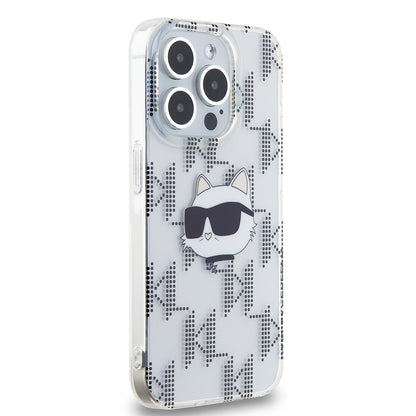 Étui pour Apple iPhone 15 Pro, Karl Lagerfeld, IML Electroplated Choupette Head, Transparent