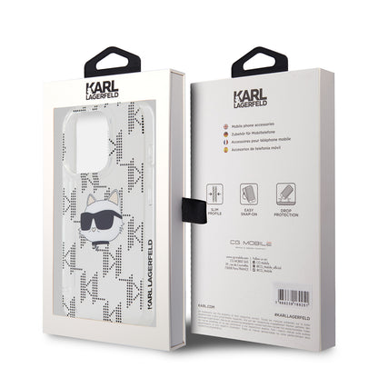Étui pour Apple iPhone 15 Pro, Karl Lagerfeld, IML Electroplated Choupette Head, Transparent