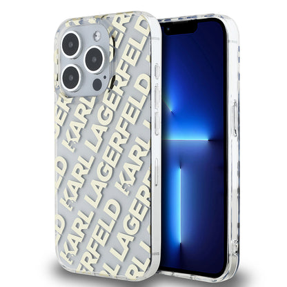 Hülle für Apple iPhone 15 Pro, Karl Lagerfeld, IML Electroplated Repeated Logo, Goldfarben