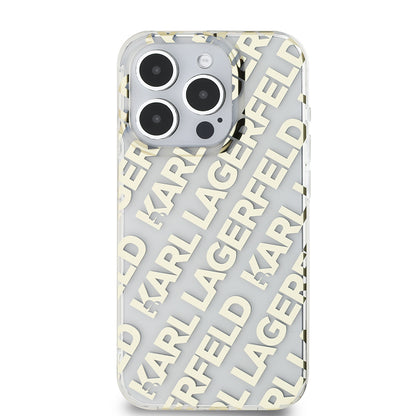 Hülle für Apple iPhone 15 Pro, Karl Lagerfeld, IML Electroplated Repeated Logo, Goldfarben