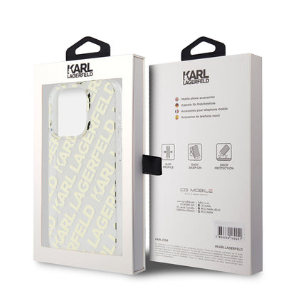 Hülle für Apple iPhone 15 Pro, Karl Lagerfeld, IML Electroplated Repeated Logo, Goldfarben