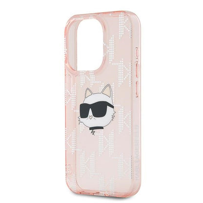 Hülle für Apple iPhone 15 Pro, Karl Lagerfeld, IML Luxury Monogram Choupette's Head, Rosa