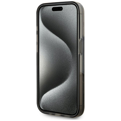 Hülle für Apple iPhone 15 Pro, Karl Lagerfeld, Liquid Glitter Monogram, Schwarz