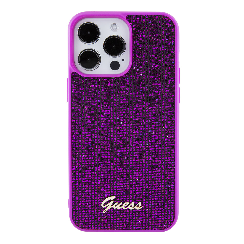 Étui pour Apple iPhone 15 Pro Max, Guess, Disco Metal Script, Fuchsia