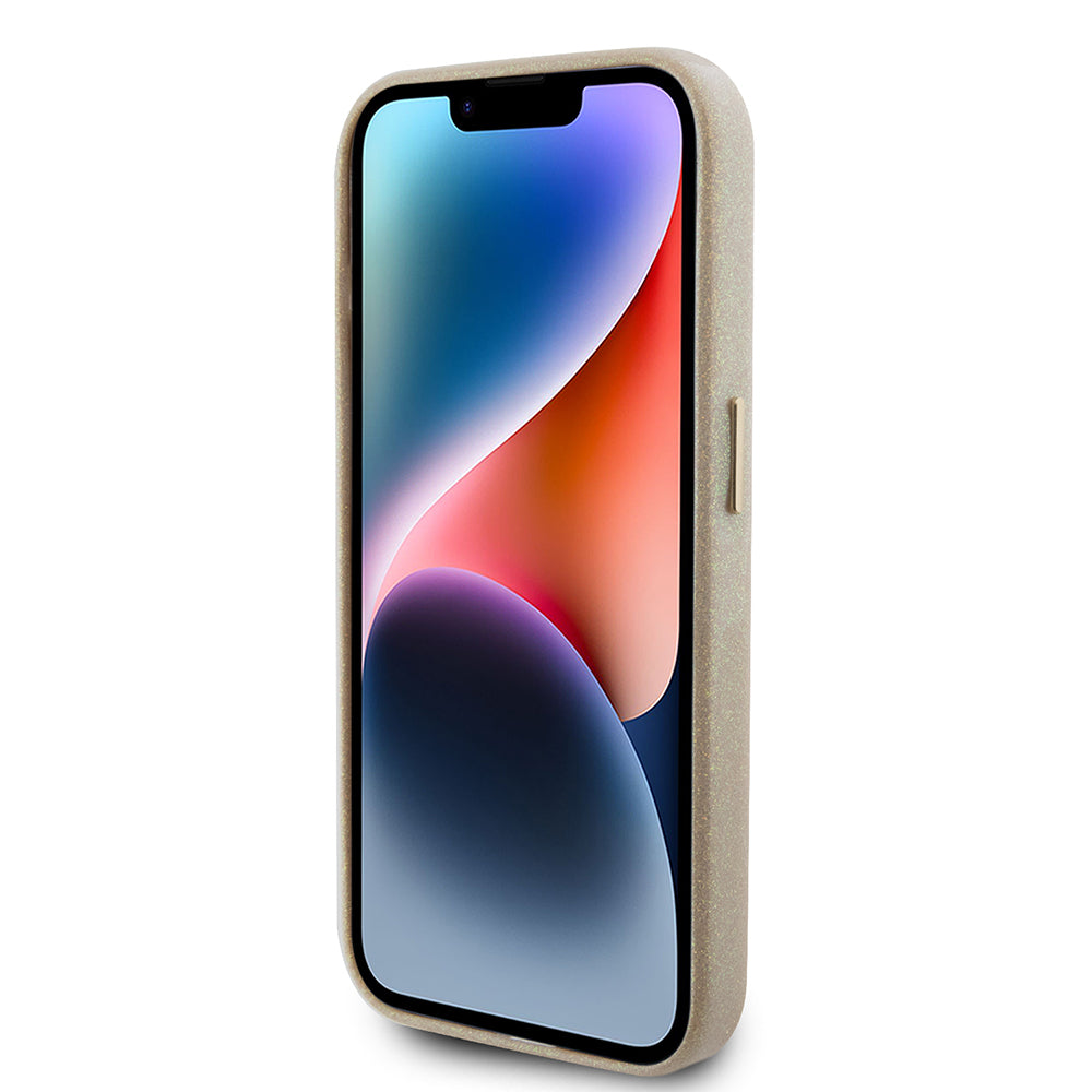 Étui pour Apple iPhone 15 Pro Max, Guess, Glitter Glossy Script, Beige