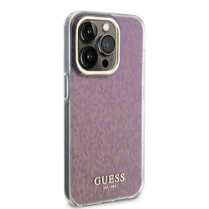 Housse pour Apple iPhone 15 Pro Max, Guess, IML Faceted Mirror Disco Iridescent, Rose