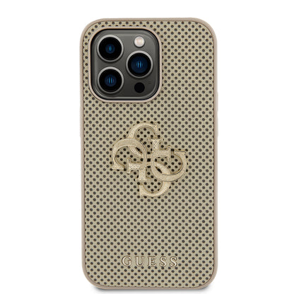 Hülle für Apple iPhone 15 Pro Max, Guess, Perforated 4G, Goldfarben
