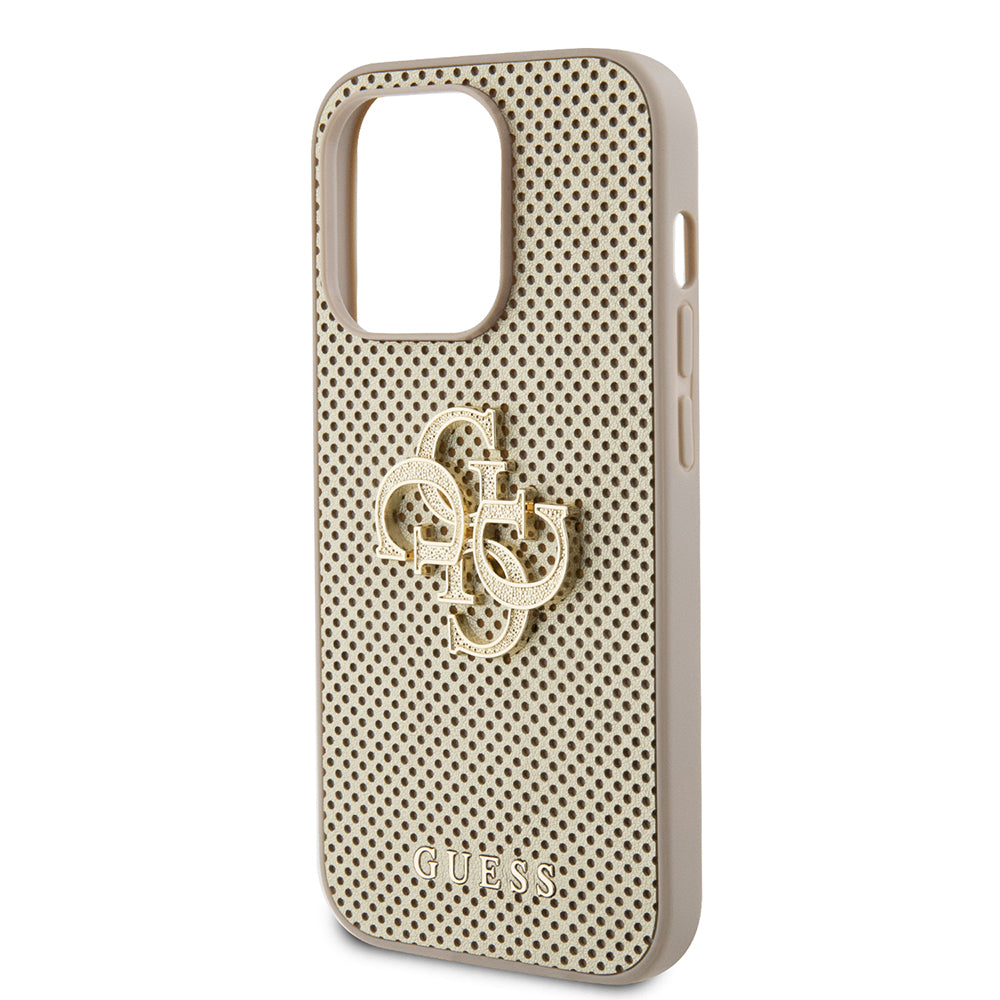 Hülle für Apple iPhone 15 Pro Max, Guess, Perforated 4G, Goldfarben