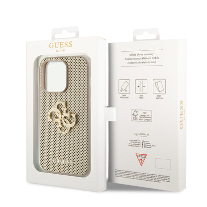 Hülle für Apple iPhone 15 Pro Max, Guess, Perforated 4G, Goldfarben