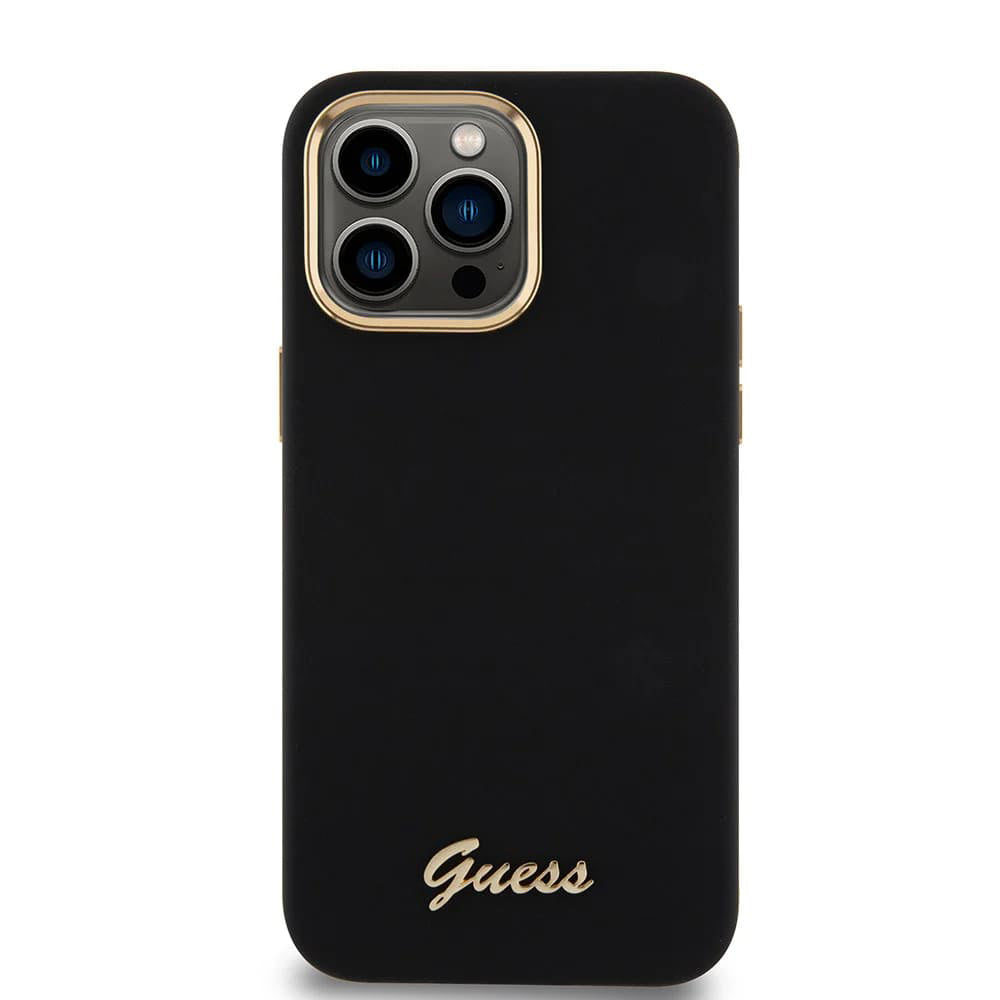 Étui pour Apple iPhone 15 Pro Max, Guess, Script Metal Logo & Frame, Noir