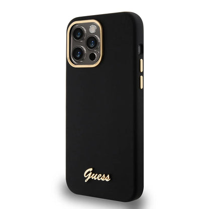 Étui pour Apple iPhone 15 Pro Max, Guess, Script Metal Logo & Frame, Noir