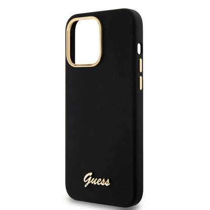 Étui pour Apple iPhone 15 Pro Max, Guess, Script Metal Logo & Frame, Noir
