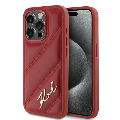 Étui pour Apple iPhone 15 Pro Max, Karl Lagerfeld, Diagonal Quilted Script, Rose