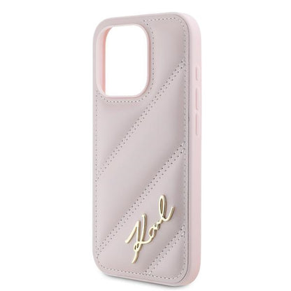 Étui pour Apple iPhone 15 Pro Max, Karl Lagerfeld, Diagonal Quilted Script, Rose