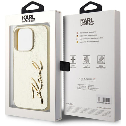 Case for Apple iPhone 15 Pro Max, Karl Lagerfeld, Metal Signature, Gold