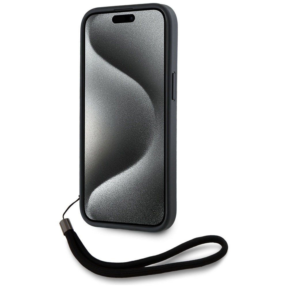 Étui pour Apple iPhone 15 Pro Max, Karl Lagerfeld, Saffiano Athleisure Stripes with Strap, Rosie