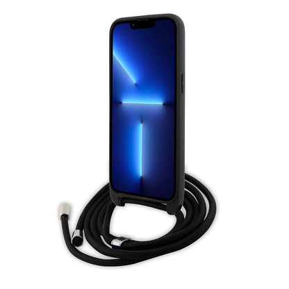 Étui pour Apple iPhone 15 Pro Max, Karl Lagerfeld, Saffiano Crossbody Monogram Metal Pin Karl, Noir