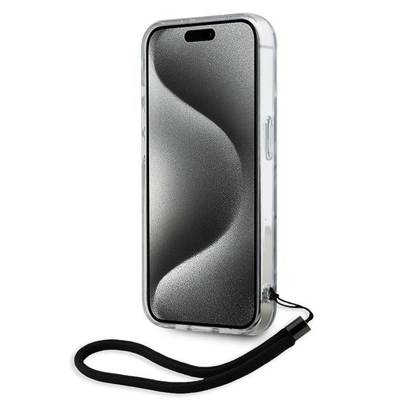 Hülle für Apple iPhone 15 Pro Max, Karl Lagerfeld, Zebra mit Kordelband, Lila