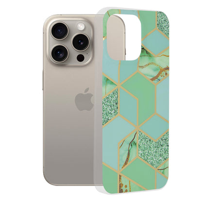 Hülle für Apple iPhone 15 Pro Max, Techsuit, Marble, Grün