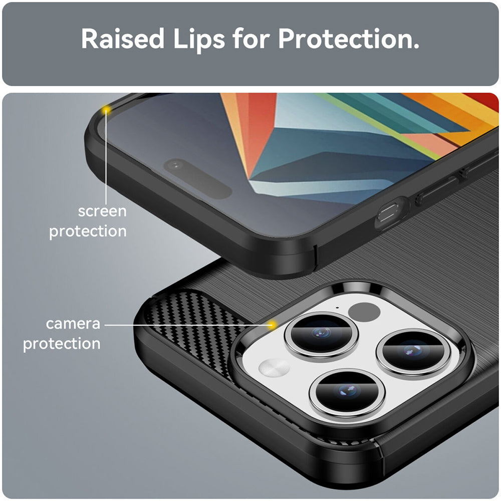 Case for Apple iPhone 15 Pro, Techsuit, Carbon, Black