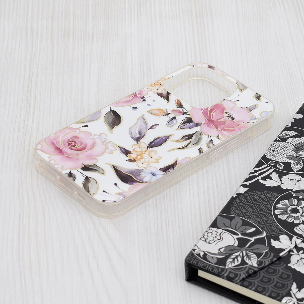 Hülle für Apple iPhone 15 Pro, Techsuit, Marble, Weiß