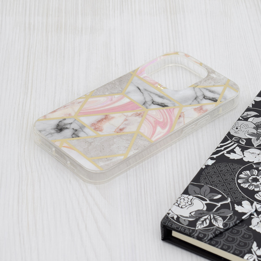 Case for Apple iPhone 15 Pro, Techsuit, Marble, Pink