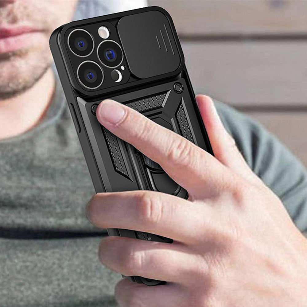 Hülle für Apple iPhone 15, Techsuit, CamShield, Schwarz