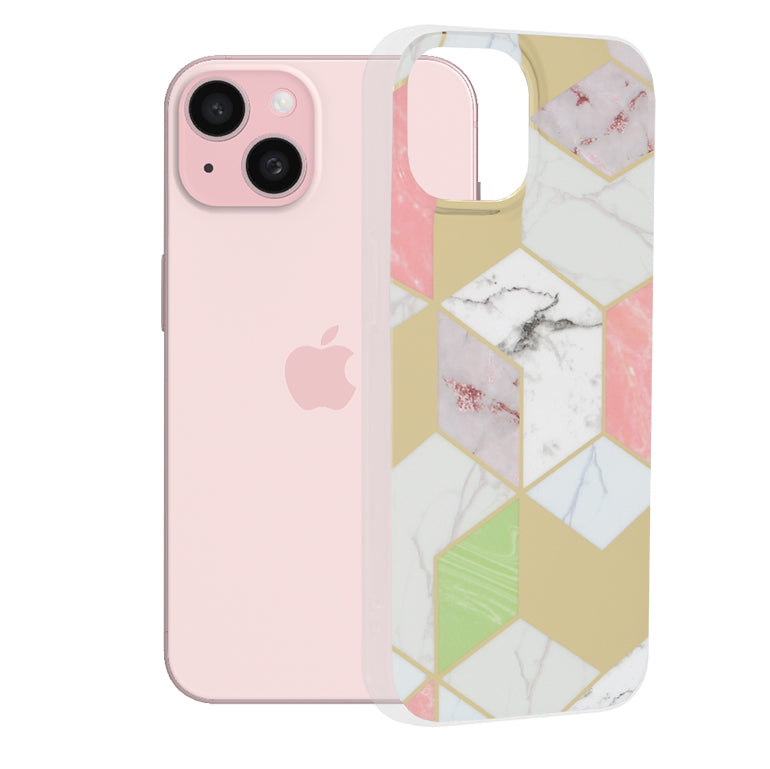 Coque pour Apple iPhone 15, Techsuit, Marble, Violet
