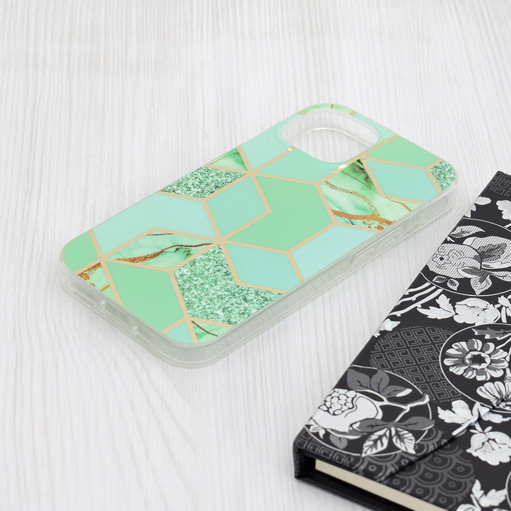 Coque pour Apple iPhone 15, Techsuit, Marble, Vert
